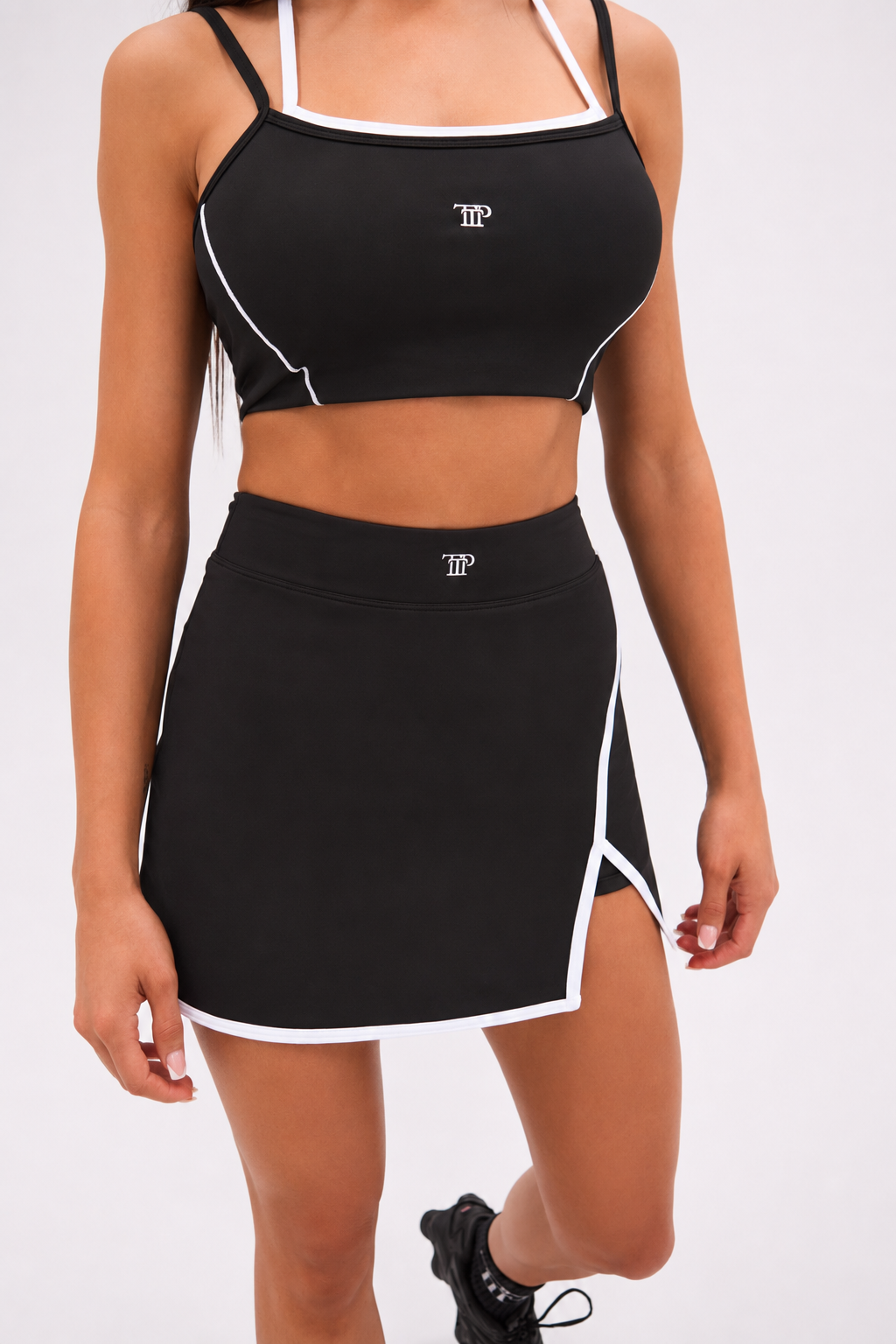 Tennis Bra Top - Black & White