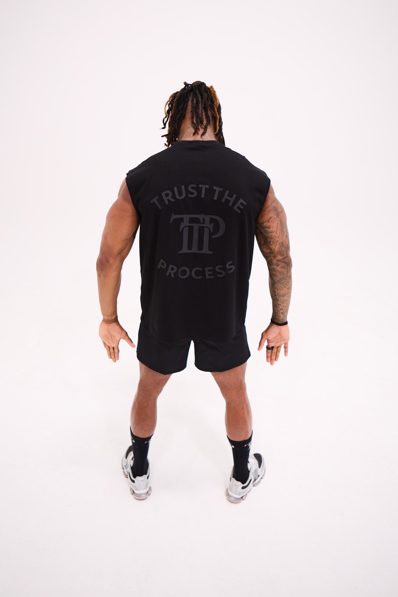 Oversized Back Logo Tank - Black