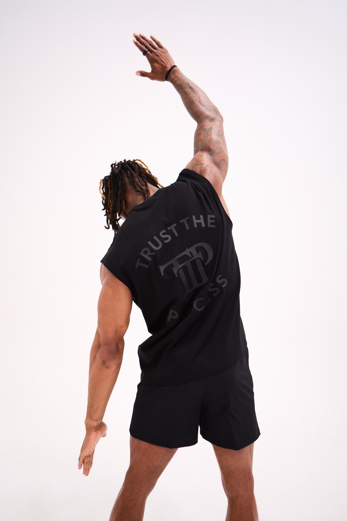 Oversized Back Logo Tank - Black