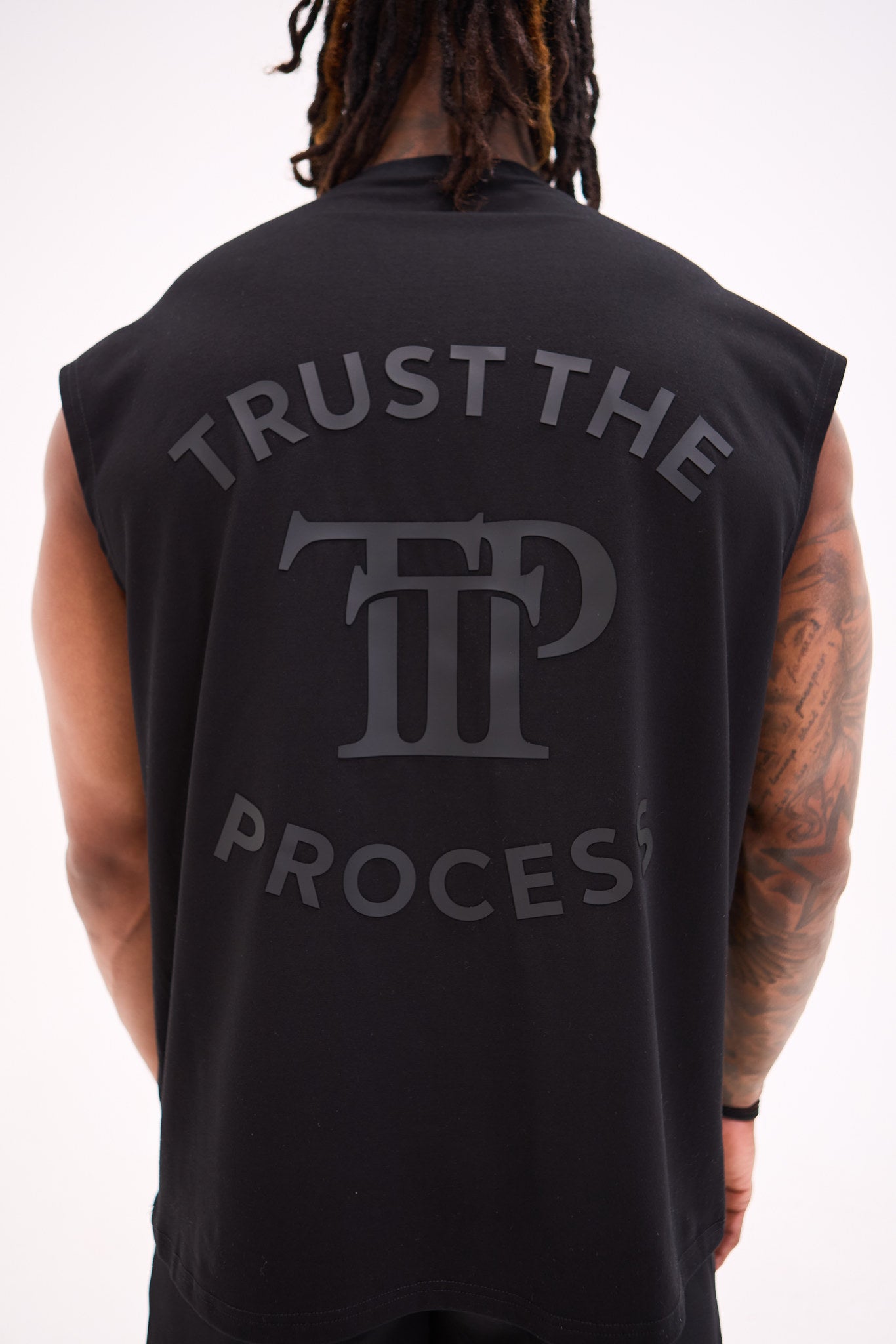 Oversized Back Logo Tank - Black