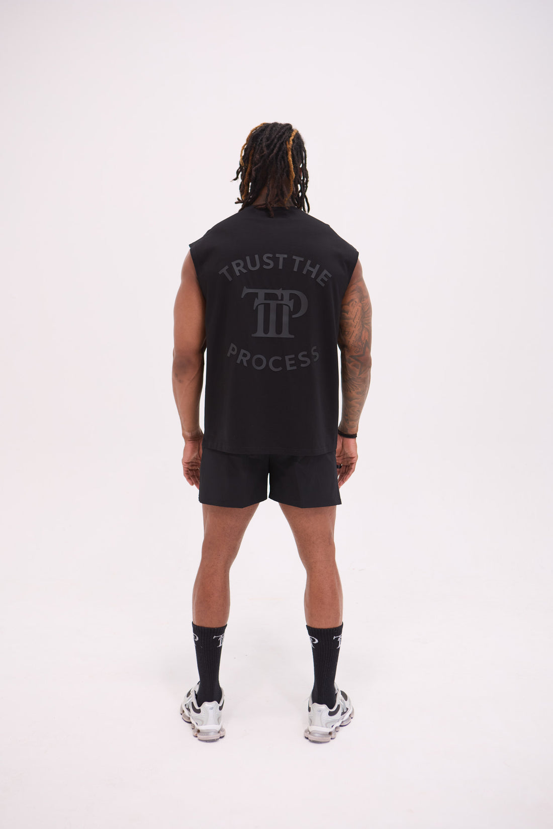 Oversized Back Logo Tank - Black