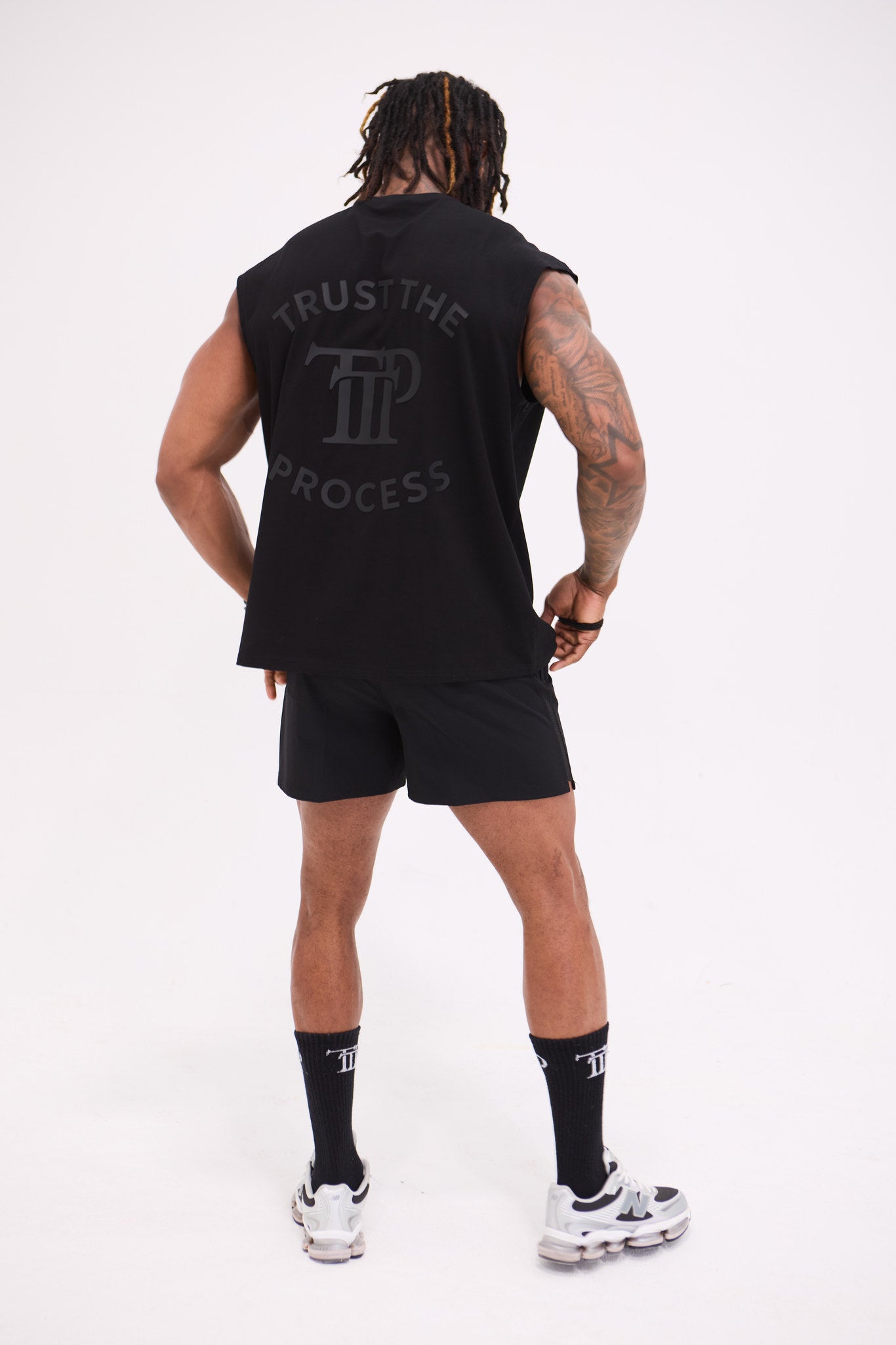 Oversized Back Logo Tank - Black