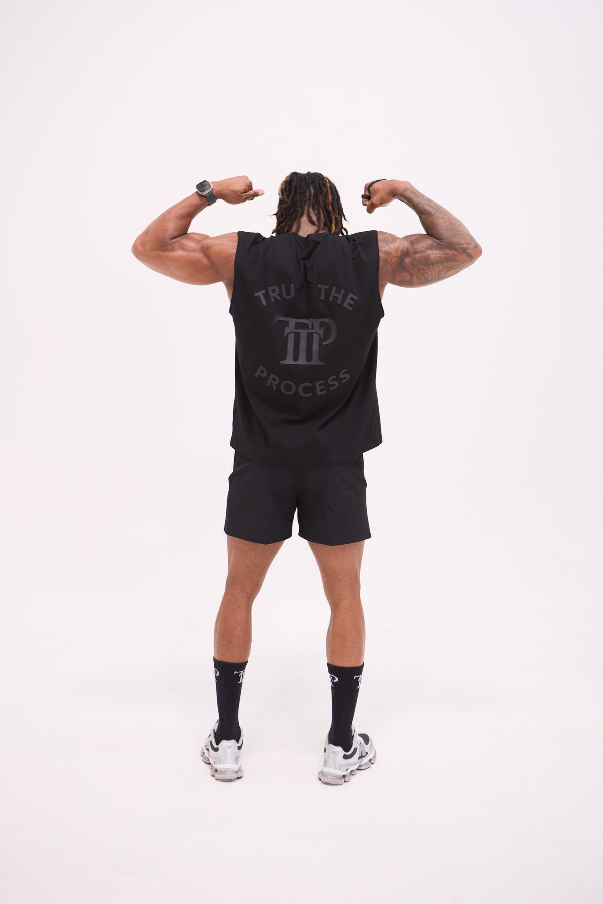 Oversized Back Logo Tank - Black