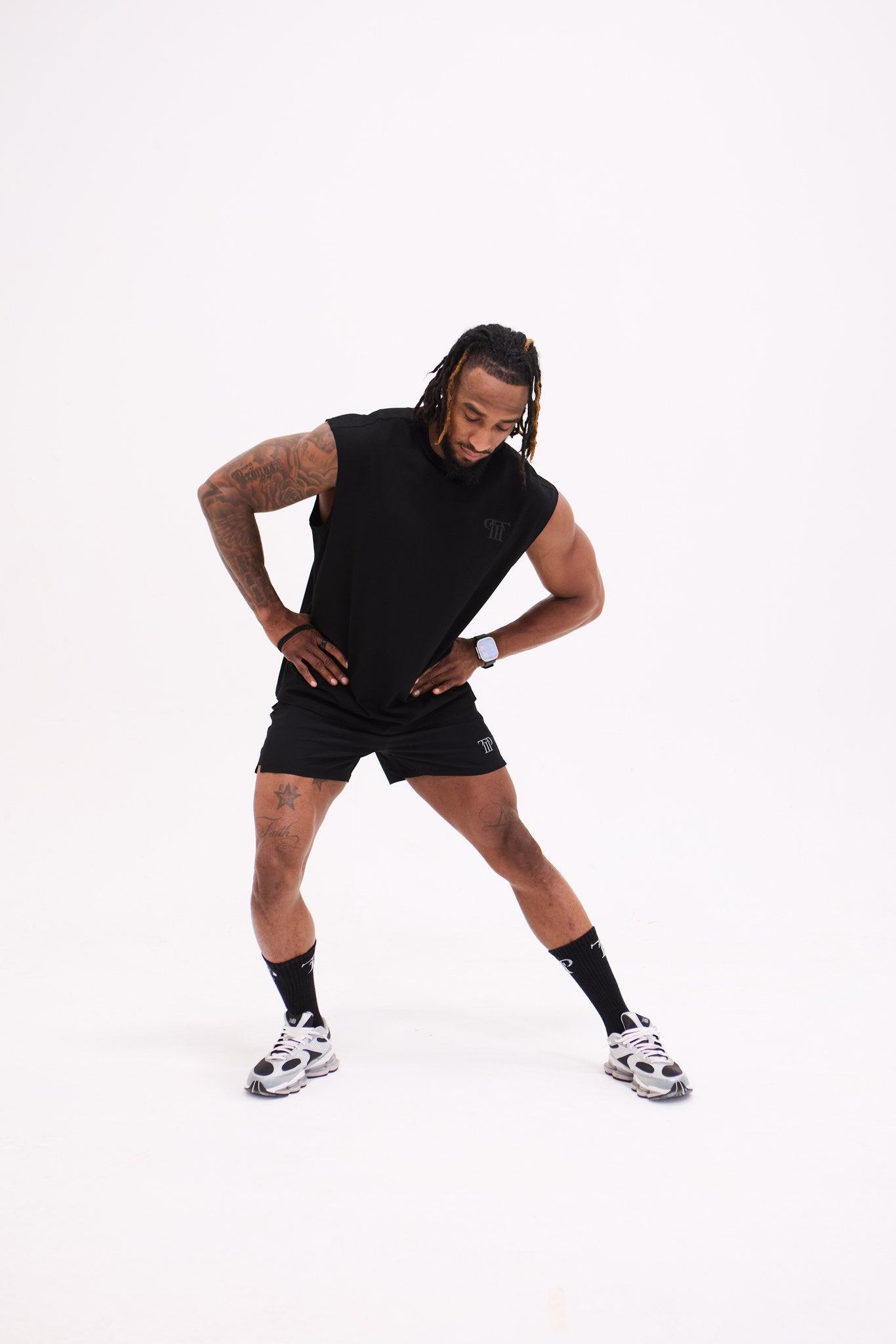Oversized Back Logo Tank - Black